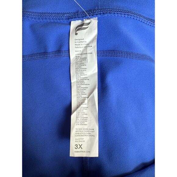 Fabletics PowerHold High-Waisted 7/8 Leggings Blue Black Side Stripe 3X (22-24) - Picture 7 of 9